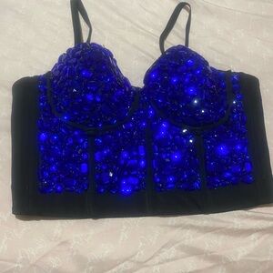 Blue Embellished Women's Intimate Top